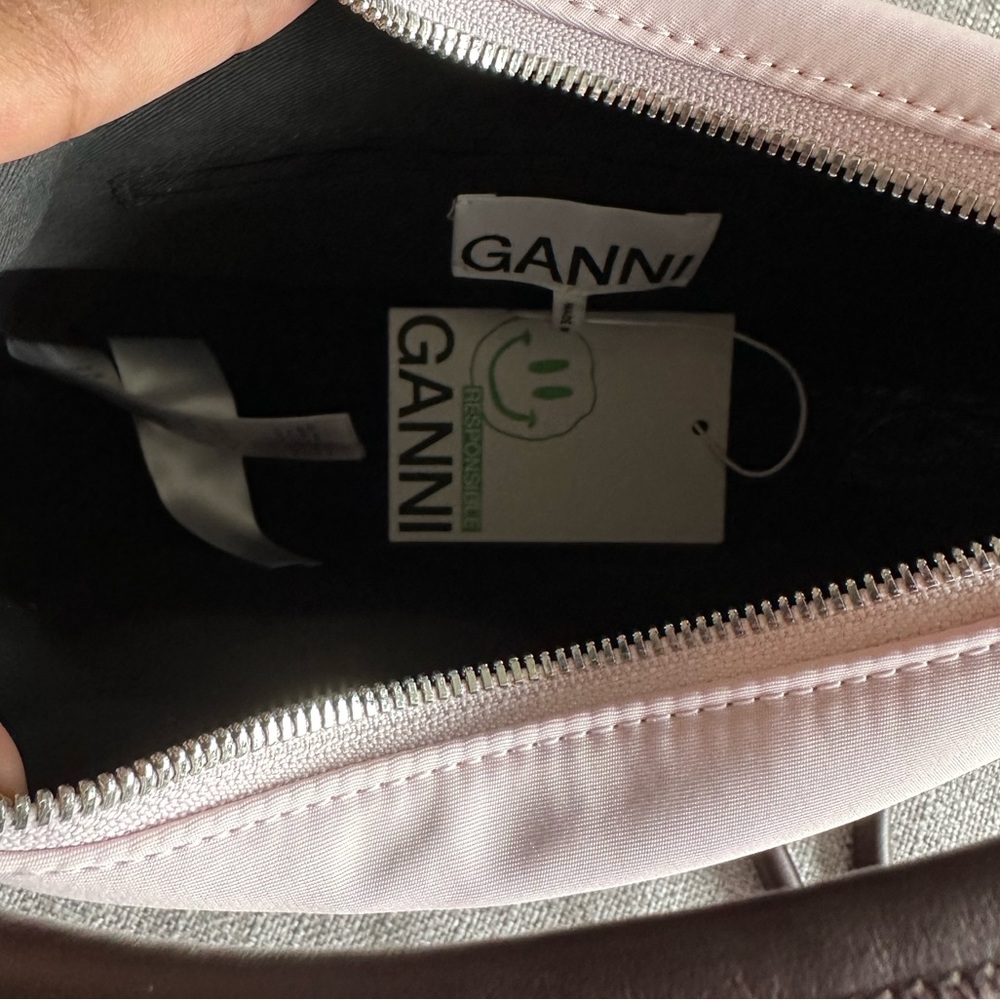 Ganni Pink and Brown Knotted Handle Shoulder Bag - Picture 5 of 16